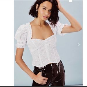 For Love & Lemons Cotton Eyelet Lace Top